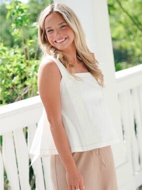 Heyson Light Cream Square-Neck Sleeveless Swing Top